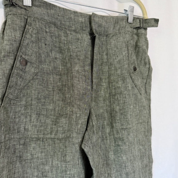 Athleta Voyager Cropped Linen Pants in Aspen Olive Size 6 - Picture 7 of 9